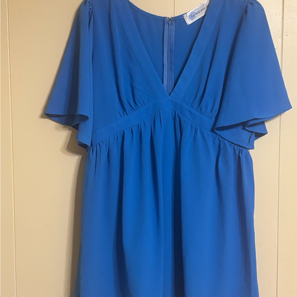 Blue Mini Dress with Flutter Sleeves
